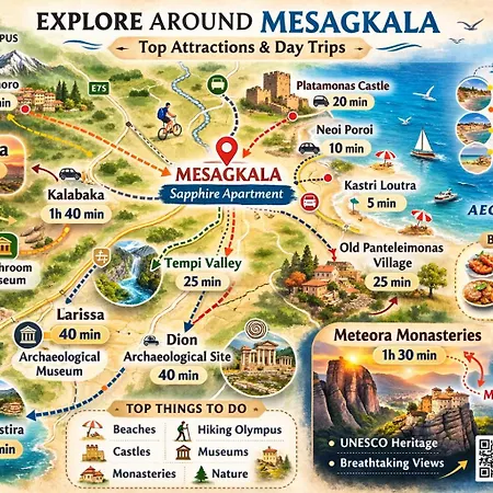 Sapphire , Beachfront Family For 4 With Private Garden, 1-minute Walk To The * Néa Meságkala