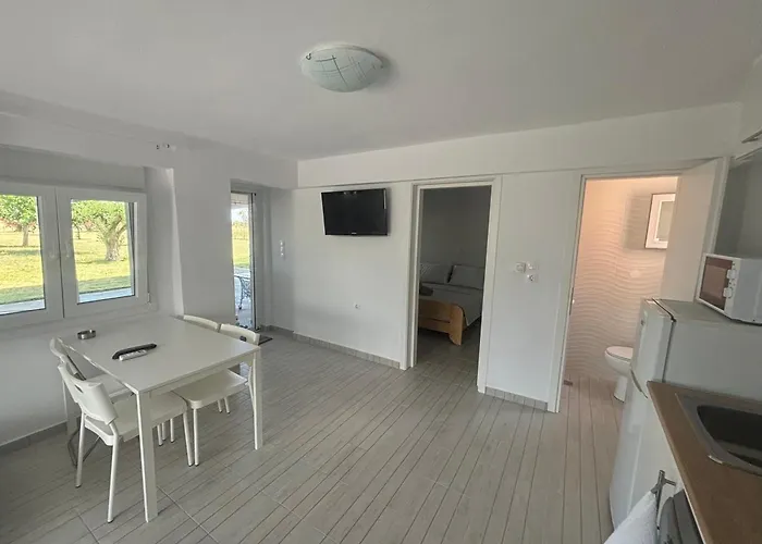 Sapphire , Beachfront Family For 4 With Private Garden, 1-minute Walk To The Apartment Néa Meságkala