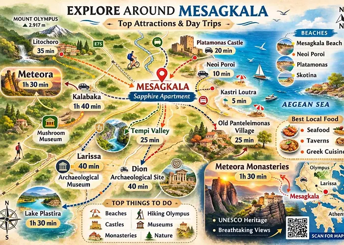 Sapphire , Beachfront Family For 4 With Private Garden, 1-minute Walk To The * Néa Meságkala